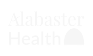 Alabaster Health logo in white for dark backgrounds